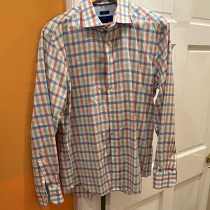 Egara Casual Blue and Red Button Down Shirt